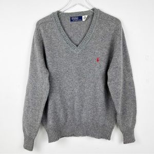 Polo by Ralph Lauren Heather Gray V-Neck Sweater